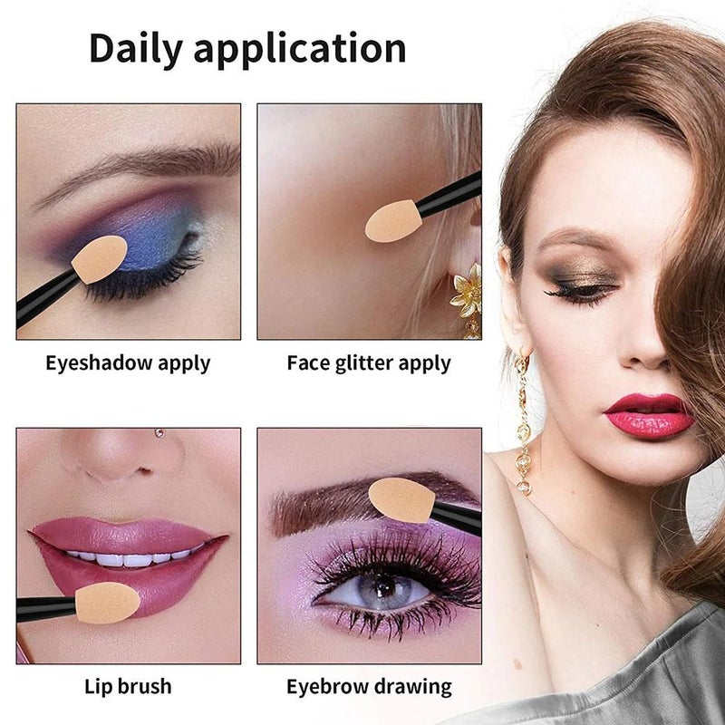 Mini Dual Head Eyeshadow Sponge Stick Latex Makeup Blender Disposable Strong Pigment Pickup Crease Proof Applicator Soft Travel Size Blending Tool Professional Seamless Eyeshadow Brush - Image 4